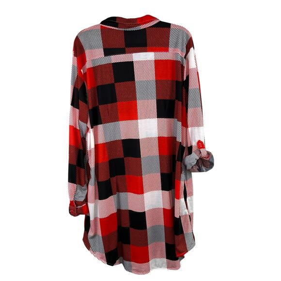 White Mark Red Black Bundle 2 Plaid Button Up Tunic Top Shirts Plus 3X NWT - Picture 4 of 16